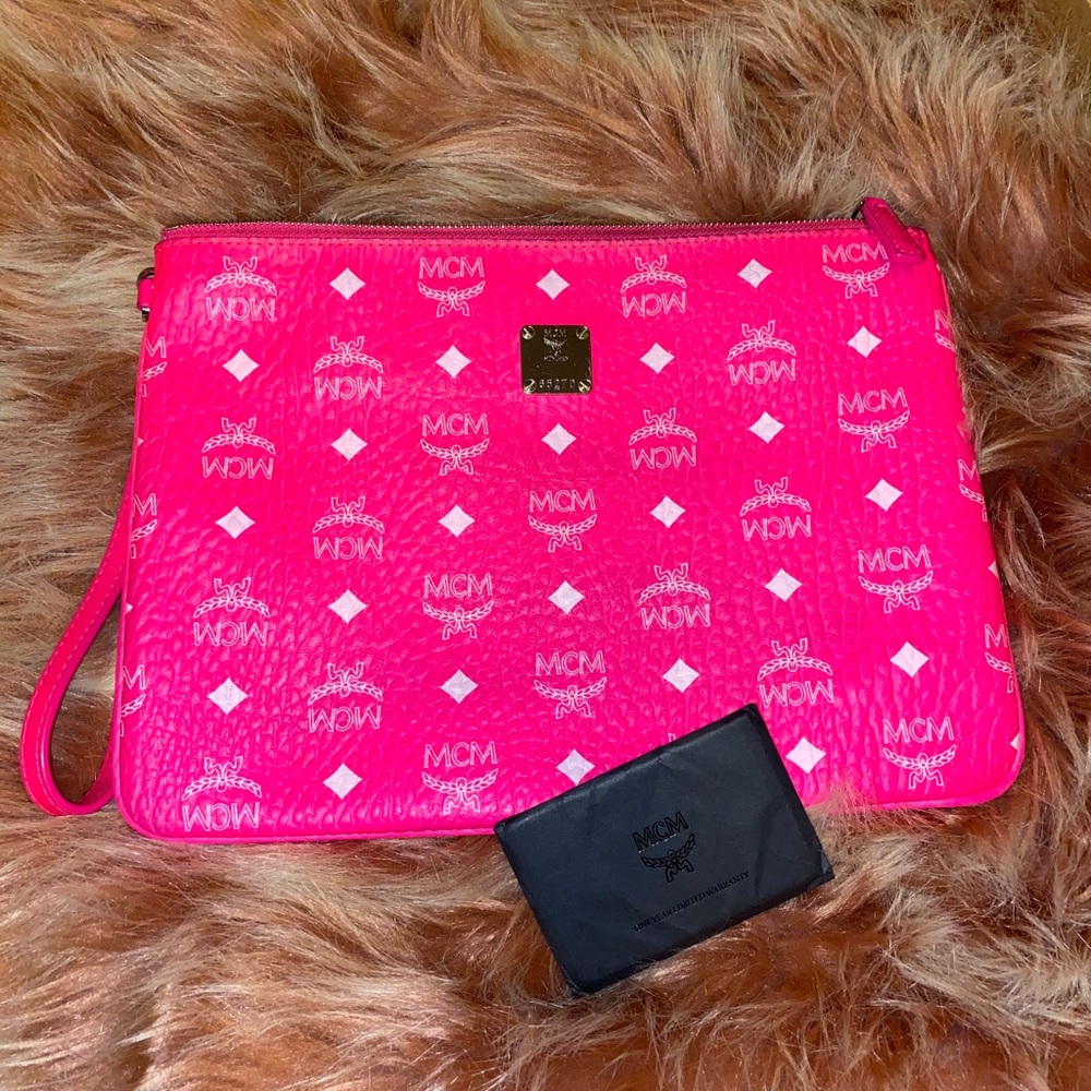 Pink MCM Wristlet